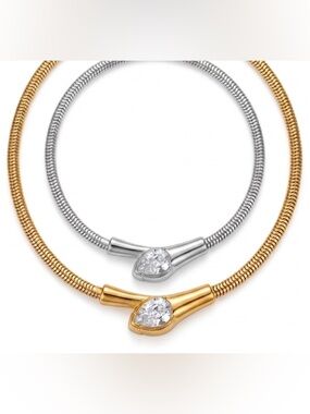 CZ Snake Necklace Stainless Steel